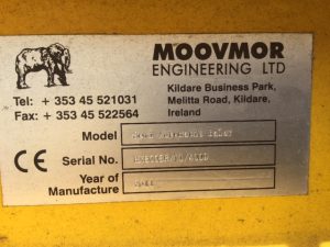 Moovmor engineering plague with model and serial number