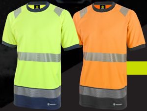yellow and orange short sleeve safety t-shirts