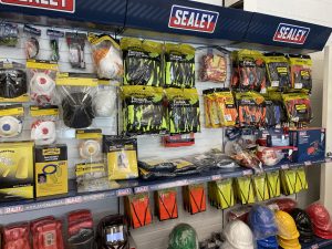 Sealey products stacked up on shelf